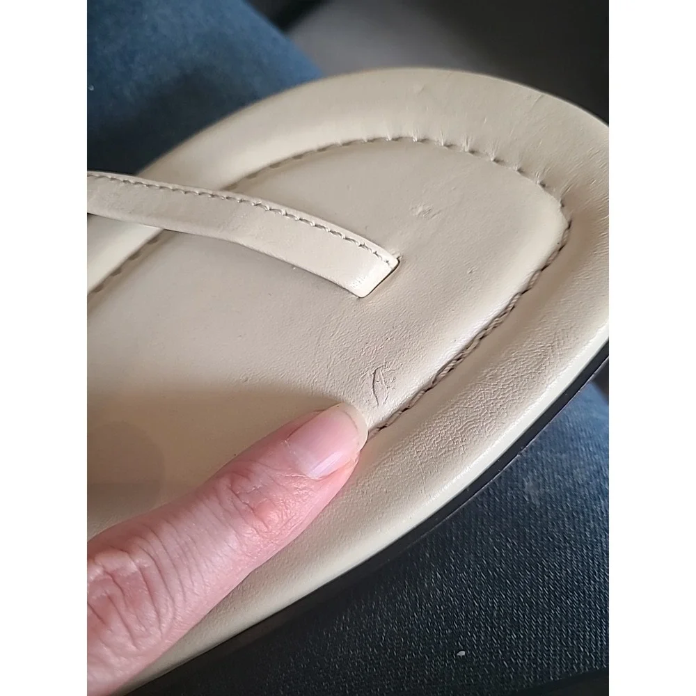 Zara Womens Sz 10 Flat Sandals Abierto Leather Ivory Cream NEW Strappy Beach‎ - Picture 5 of 5